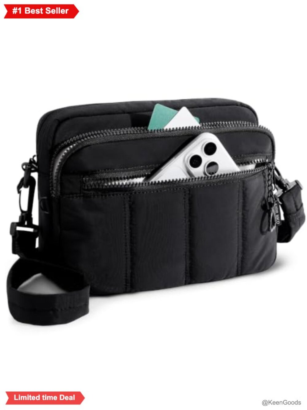 Quilted Nylon Puffer Crossbody Bag Lightweight RFID Travel Purse